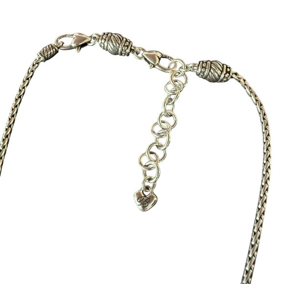 Brighton Silver Necklace Rectangular Pendant Heart Design Adjustable Chain 2013 - Picture 10 of 12